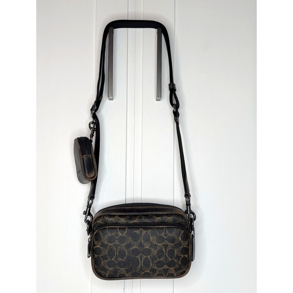 Coach Finlay Unisex Crossbody - Loved Leather/Signature Canvas/Gunmetal, NWT